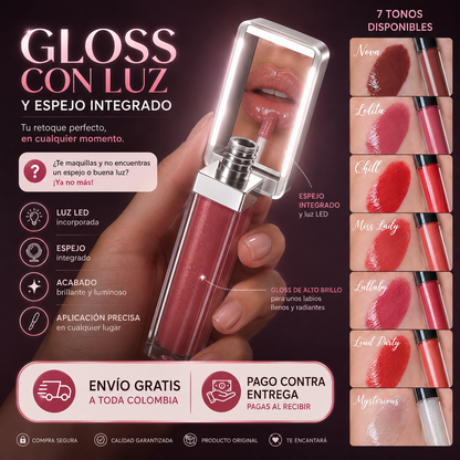 GLOSS CON LUZ LED + ESPEJO✨