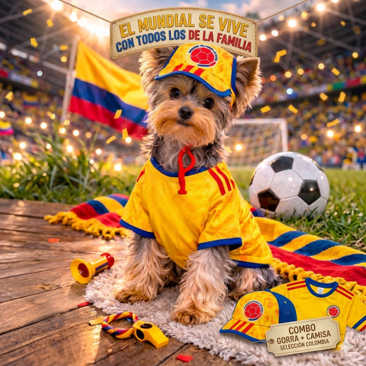 El combo mas lindo para alentar a Colombia con tu mascota 🐶🇨🇴